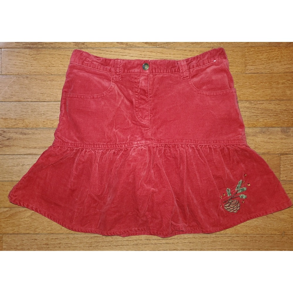 GYMBOREE Girl's size 12 Red Velveteen Pinecone Skort / Skirt over Shorts